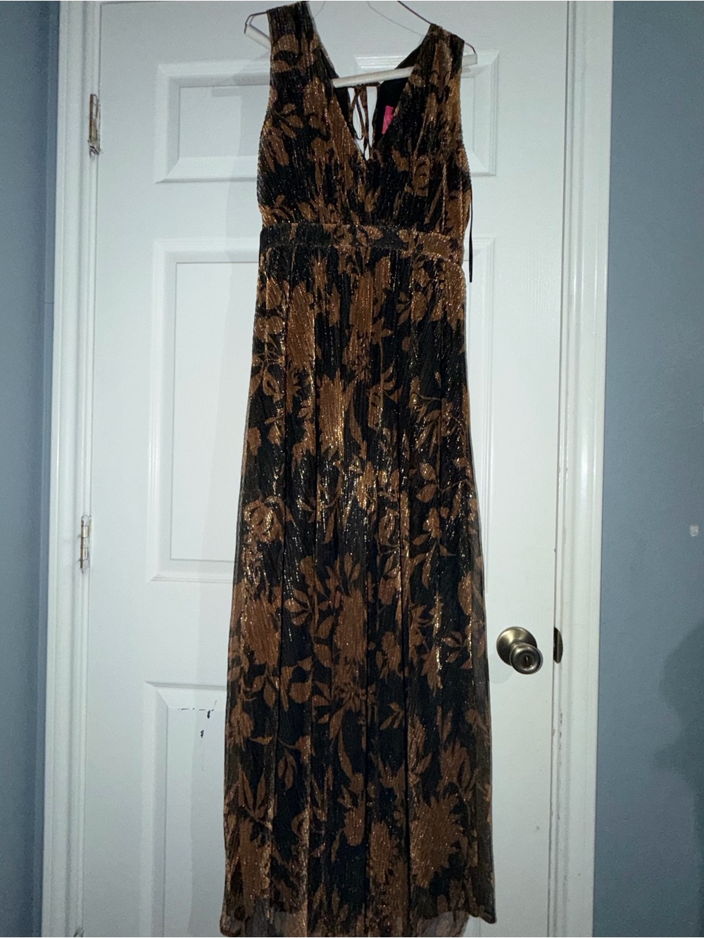 Flying Tomato Black and Brown Floral V-Neck Maxi Dress